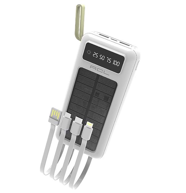 Фото - Батарея мобільна ACL PW-61 30000mAh, SOLAR, Type-C/Lighting/Micro/USB, White