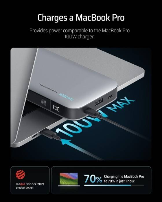 Фото - Батарея мобільна CUKTECH PB250 25000mAh 210W Grey