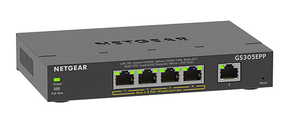 Фото - Коммутатор локальної мережі (Switch) Netgear GS305EPP 4xGE PoE+ (120W), 1xGE