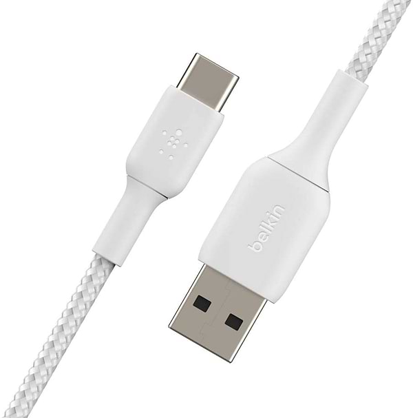 Фото - Кабель синхронизации данных Belkin USB-A - USB-С Braided 1 м White (CAB002BT1MWH)