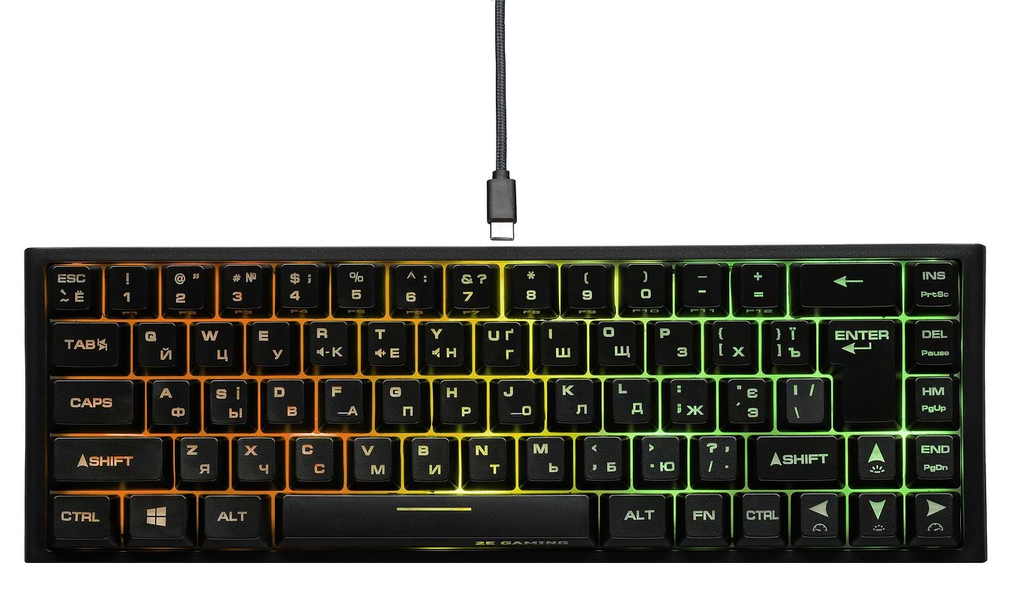 Клавиатура беспроводная игровая 2E KG360 RGB 68key WL Black Ukr (2E-KG360UBK) - Фото 1