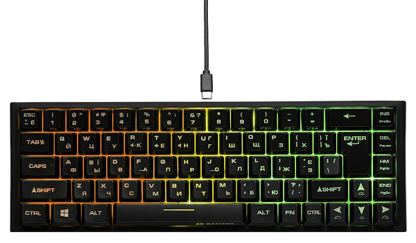 Фото - Клавіатура бездротова ігрова 2E KG360 RGB 68key WL Black Ukr (2E-KG360UBK)