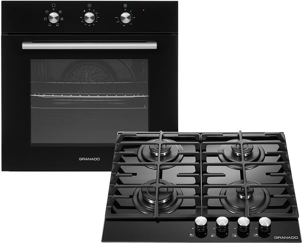Фото - Духова шафа + варильна поверхня газова GRANADO GEO 62-0200 Black + GGH 62-104 Black glass Фото - Духова шафа + варильна поверхня газова GRANADO GEO 62-0200 Black + GGH 62-104 Black glass