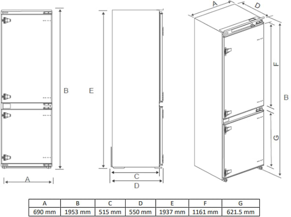 Фото - Холодильник встраиваемый Heinner HCNF-BIM403INVD