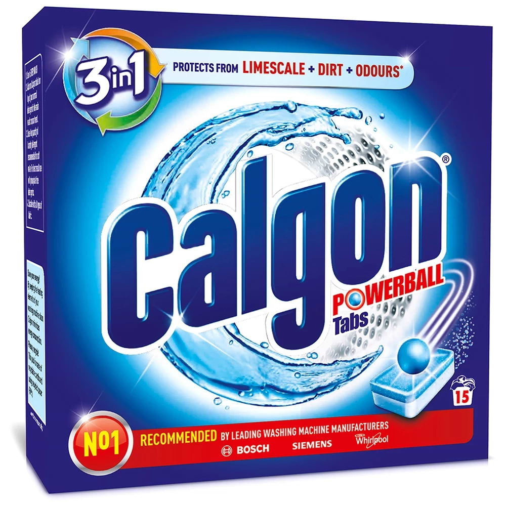 Засіб від накипу для пральних машин Calgon д/пом'якшення води 3-в-1, 15 таб - Фото 1