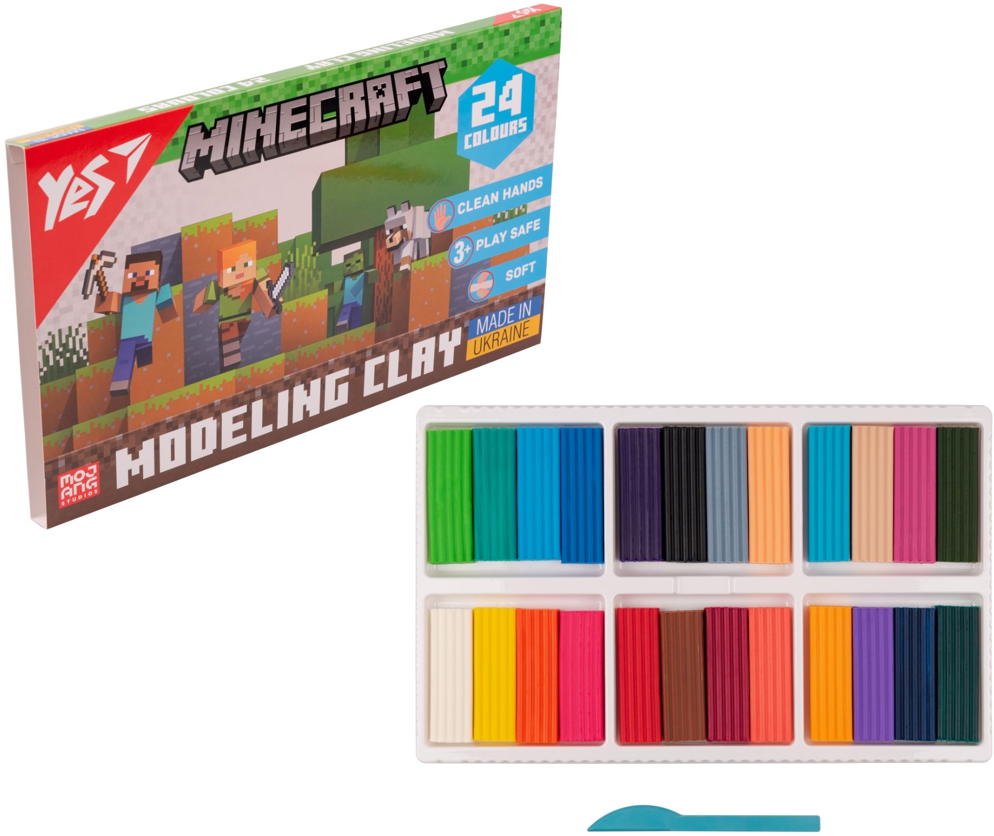 Пластилін класичний YES 24 кол. 480г Minecraft (540682) - Фото 1