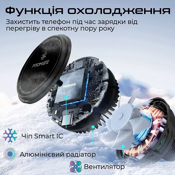 Фото - Автотримач з бездротовою зарядкою Promate magchill-ga