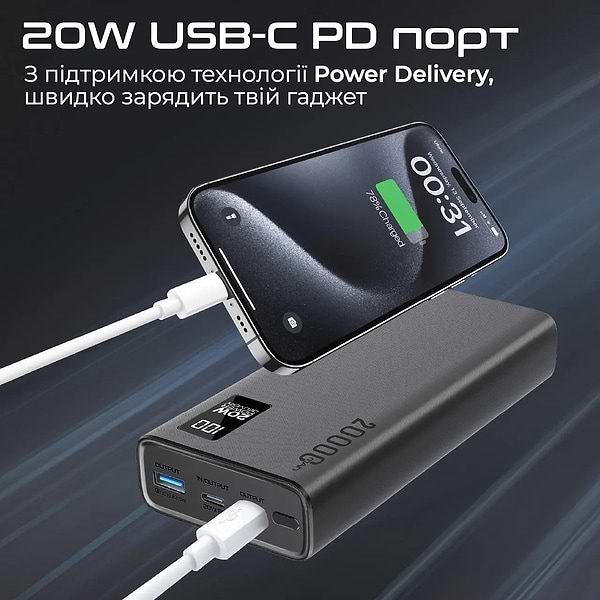 Фото - Батарея мобільна Promate 20000mAh (bolt-20pd.black)