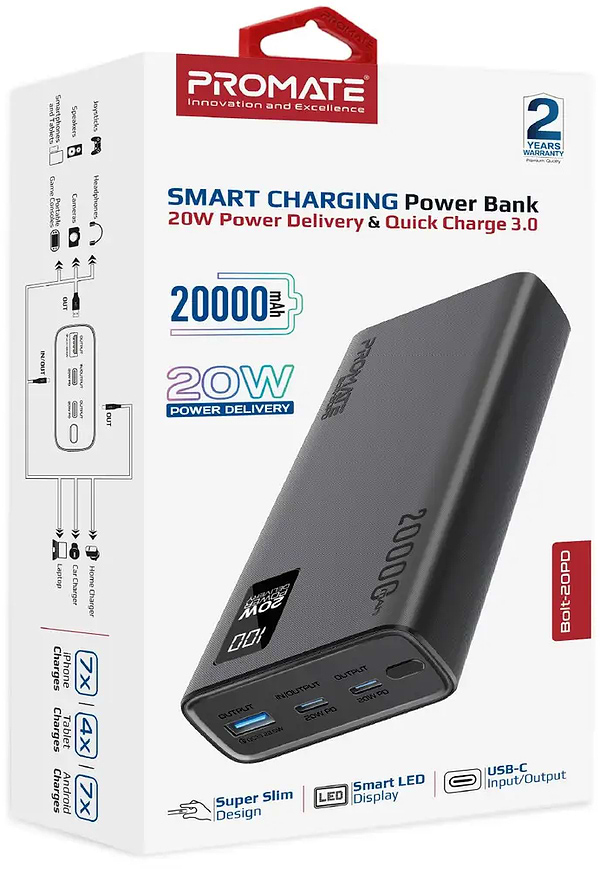 Фото - Батарея мобільна Promate 20000mAh (bolt-20pd.black)