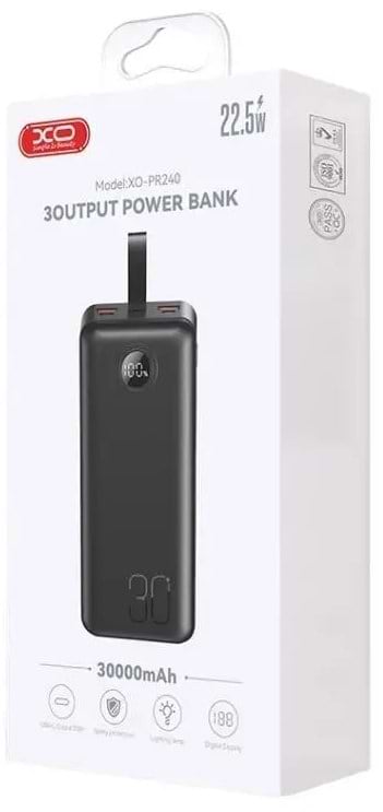 Фото - Батарея мобильная XO PR240 30000mAh 22.5W Black