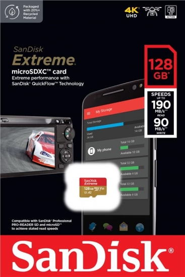 Фото - Карта пам'яті SanDisk microSD 128GB C10 UHS-I U3 Extreme V30 (SDSQXAA-128G-GN6MN)