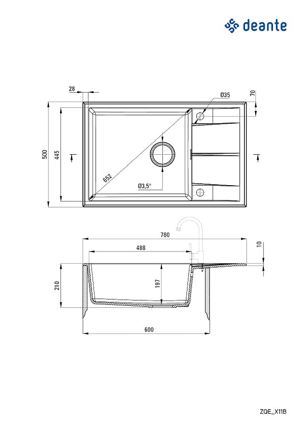 Фото - Мойка кухонная Deante Eridan Graphite (ZQE_G11B)