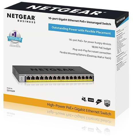 Фото - Коммутатор локальної мережі (Switch) Netgear GS116PP-100EUS