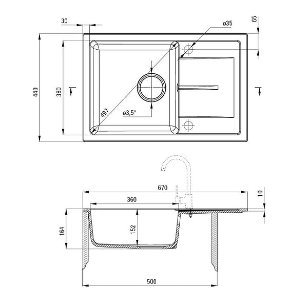 Фото - Мойка кухонная Deante Leda Graphite (ZRD_2113)