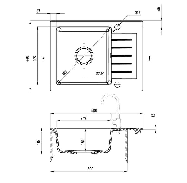 Фото - Мийка кухонна Deante Zorba Black (ZQZ_N11A)