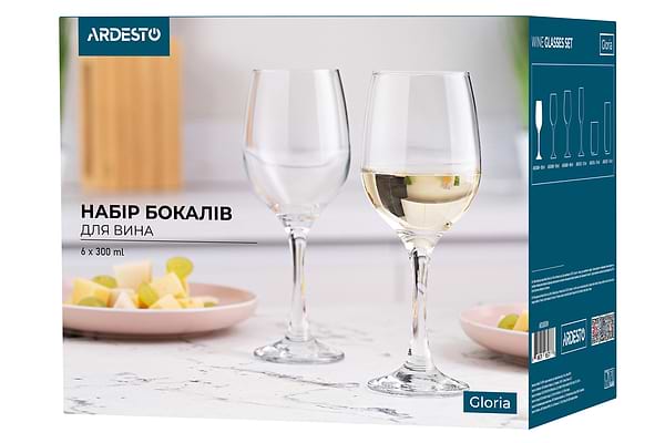 Фото - Набір келихів Ardesto Gloria 300 мл 6 шт. (AR2630GW)