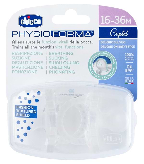 Фото - Ортодонтическая пустышка Chicco Physioforma Crystal 2- 6 месяцев 2 шт. (73088.31)