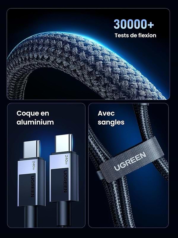 Фото - Кабель синхронизации данных UGREEN USB 3.1 Type-C M-M, 1 м, 240W L513 Black (45067)