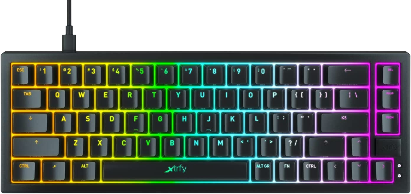 Клавіатура дротова ігрова Xtrfy K5 68 keys Kailh Red Hot-swap RGB Black (K5-RGB-CPT-Black-R-UKR) - Фото 1