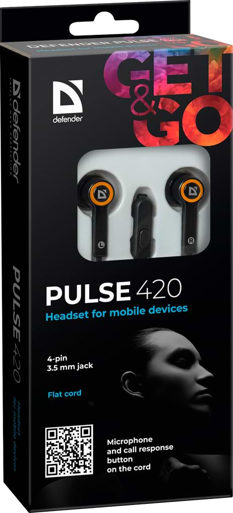 Фото - Наушники вкладыши Defender Pulse 420 Orange/Black (63420)