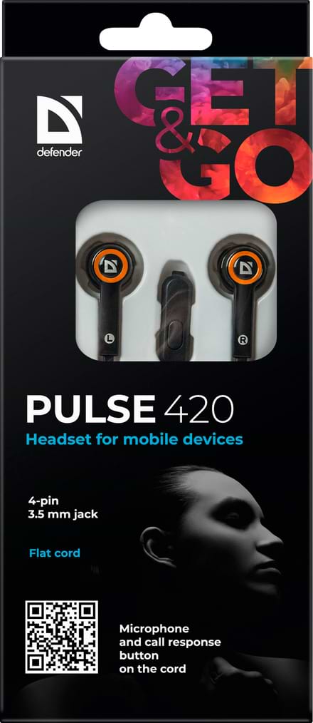 Фото - Наушники вкладыши Defender Pulse 420 Orange/Black (63420)