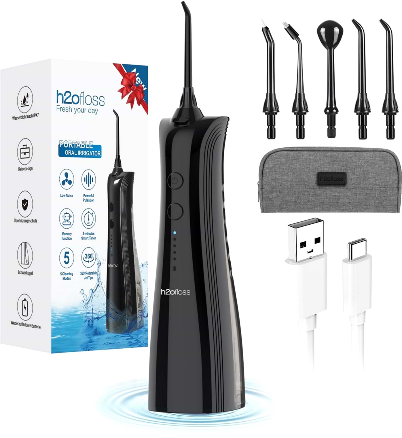 Іригатор H2OFloss HF-A6 Black - Фото 1