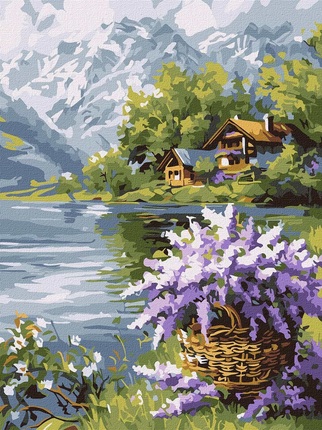 Картина по номерам Ideyka Сиреневая корзина 30х40 см (KHO6357)