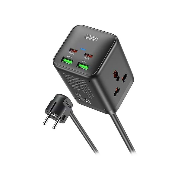 Фото - Сетевой фильтр XO 2 розетки + 3 USB (WL24.black)