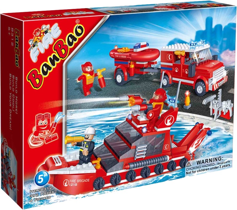 Пластиковий конструктор Banbao "Пожежники" (392 елм.) Команда (8312)