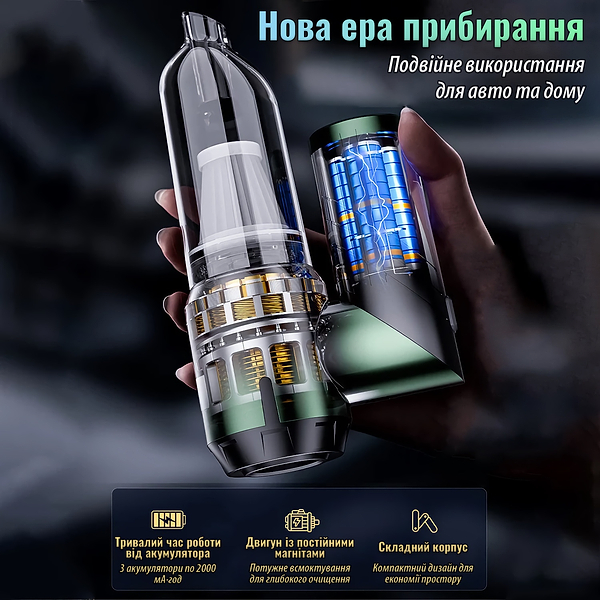 Фото - Пылесос ручной для автомобиля Suitu ST-6670 Black Green