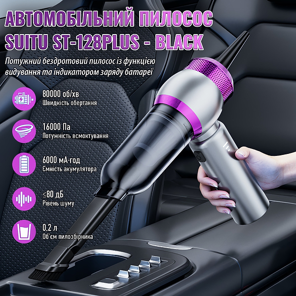 Фото - Пылесос ручной для автомобиля Suitu ST-6669B Gray Purple