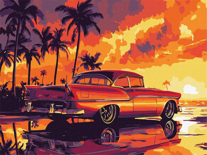 Картина за номерами Ideyka Ретро захід сонця 30х40 см (KHO6389)