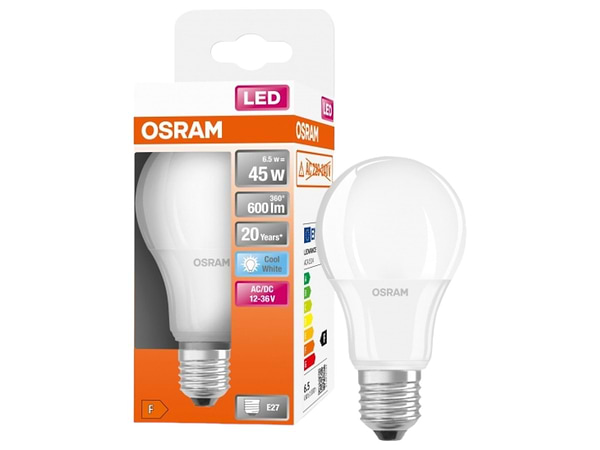 Фото - Лампочка светодиодная Osram LED E27 6,5Вт 4000K 600Лм CLA65 (4058075757608)