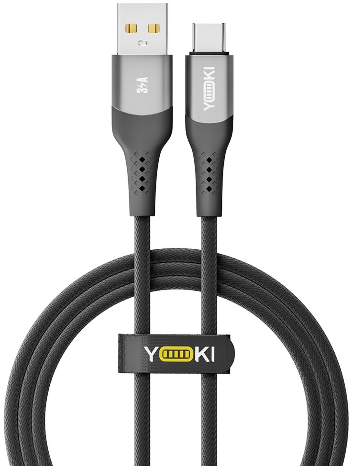 Кабель синхронізації даних YOKI SOLID Type-C 3A 1.2m Black (YK-SO15)