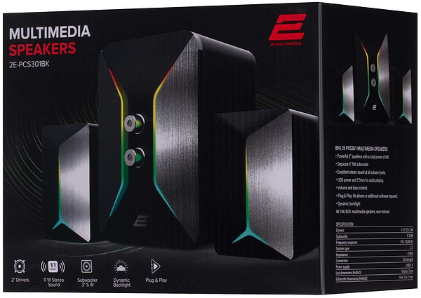 Фото - Комп'ютерна акустика компактна 2.0 2E PCS301 USB Black (2E-PCS301BK)