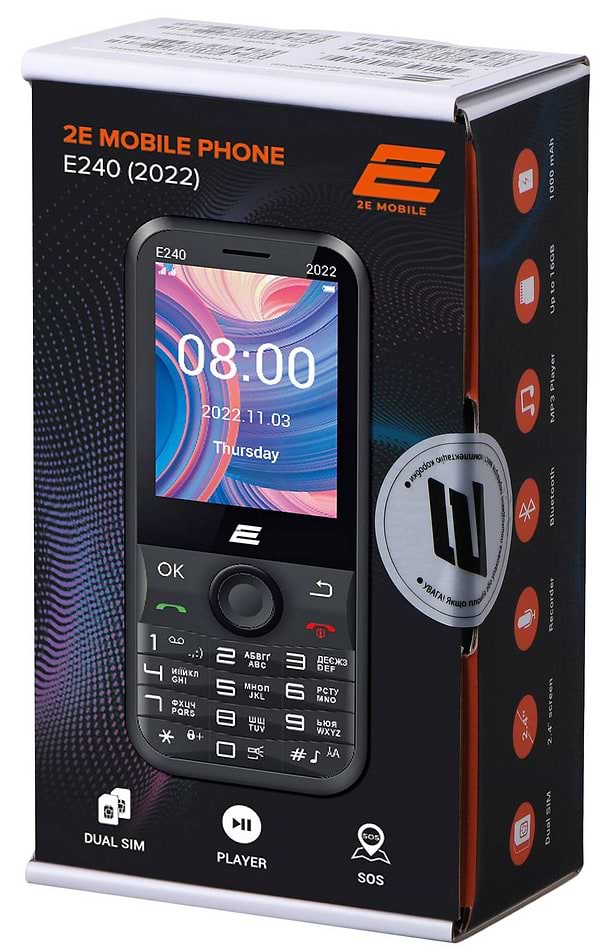 Фото - Мобильный телефон 2E E240 2022 Dual Sim Black