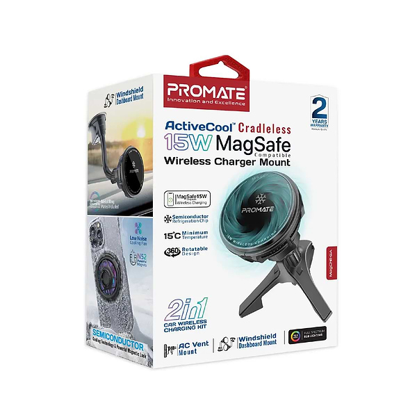 Фото - Автотримач з бездротовою зарядкою Promate magchill-qi2