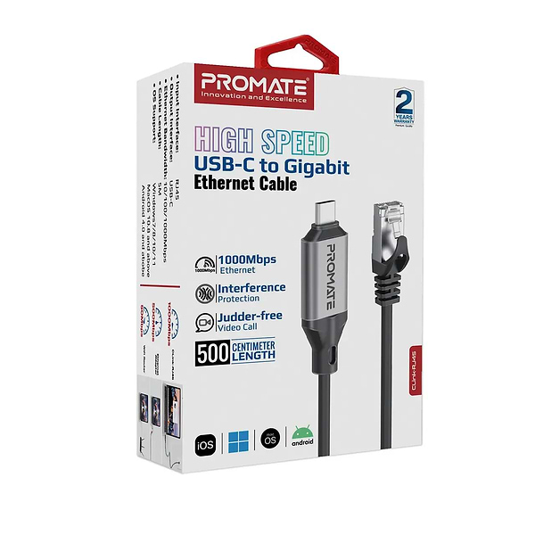 Фото - Перехідник USB Type-C - RJ-45 Promate clink-rj45