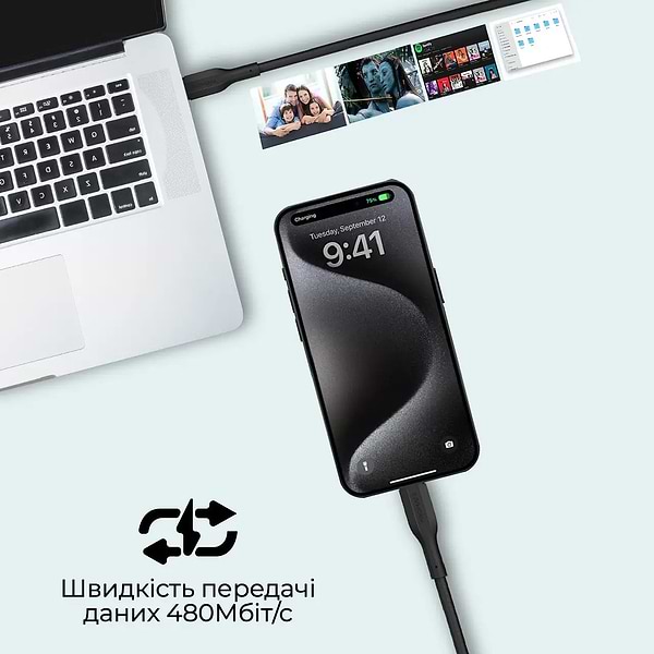 Фото - Кабель синхронізації даних Promate Type-C (cablekit-cc.black)