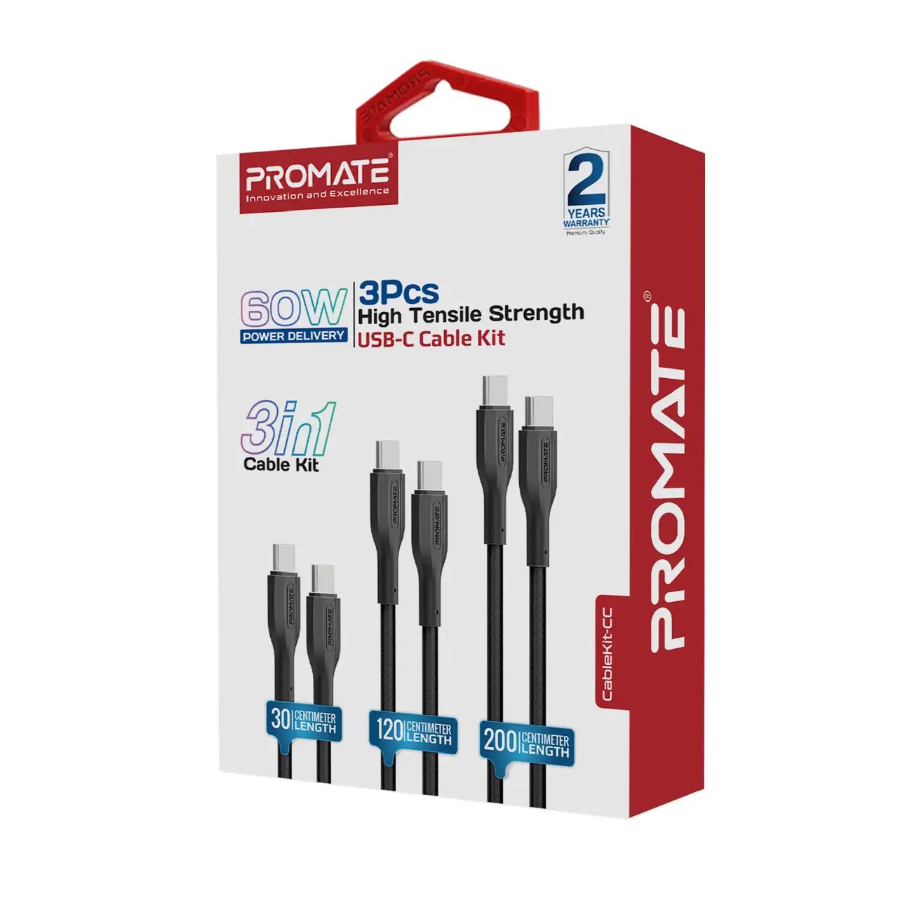 Фото - Кабель синхронізації даних Promate Type-C (cablekit-cc.black)