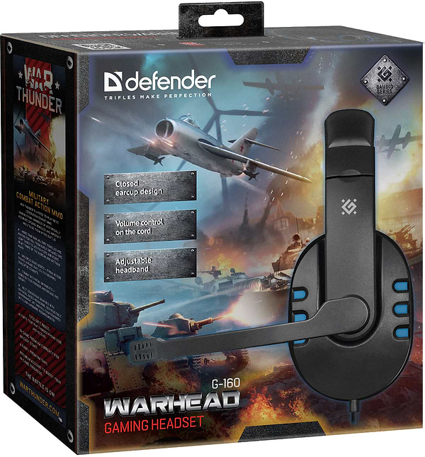 Фото - Гарнитура проводная игровая Defender Warhead G-160 Black/Blue (64118)