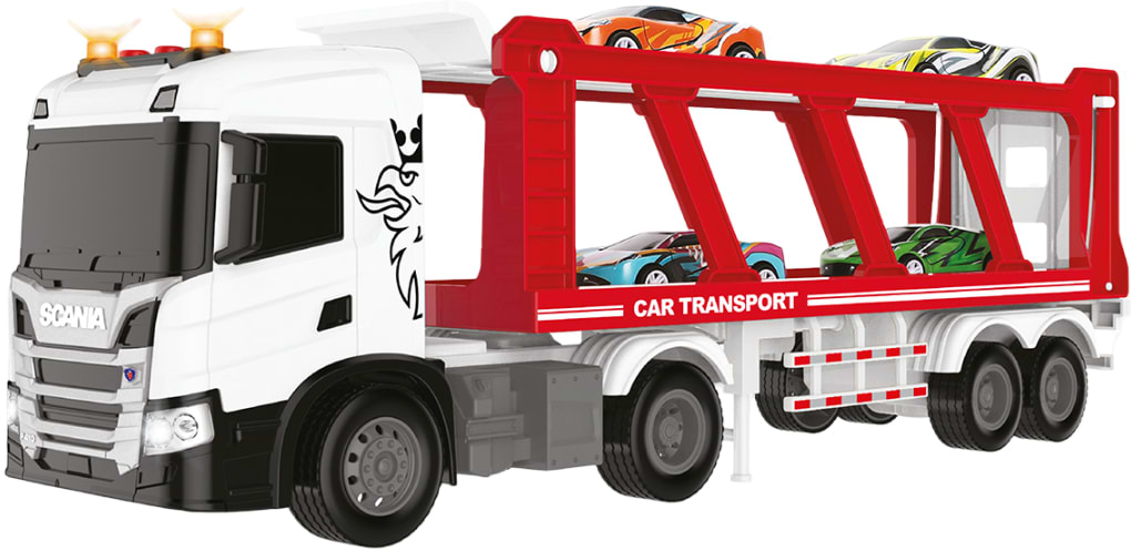 Купити Наземна спецтехніка TechnoDrive Large Truck – АВТОПЕРЕВЕЗНИК SCANIA (автоперевізник, 4 машини, світло, звук) (6414KS) - Фото 1 Наземна спецтехніка TechnoDrive Large Truck – АВТОПЕРЕВЕЗНИК SCANIA (автоперевізник, 4 машини, світло, звук) (6414KS) - Фото 1