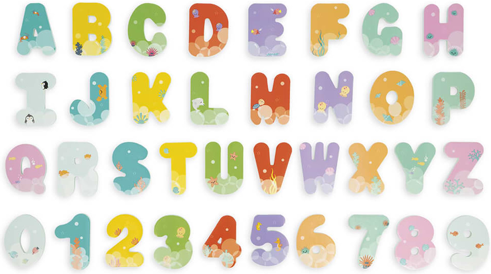 Игрушки для купания Janod Цифры и буквы англ. алфавит 36 эл (J04709)