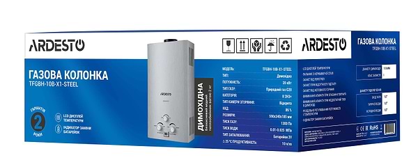 Фото - Газова колонка Ardesto TFGBH-10B-X1-Steel