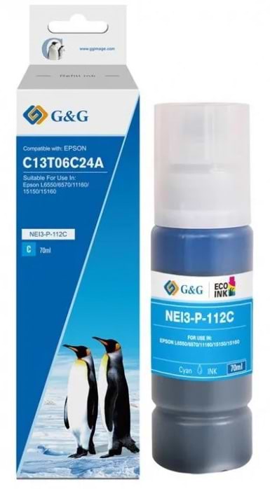 Чернила G&G Epson L15150/15160 Cyan pigm (G&G-C13T06C24A) - Фото 1