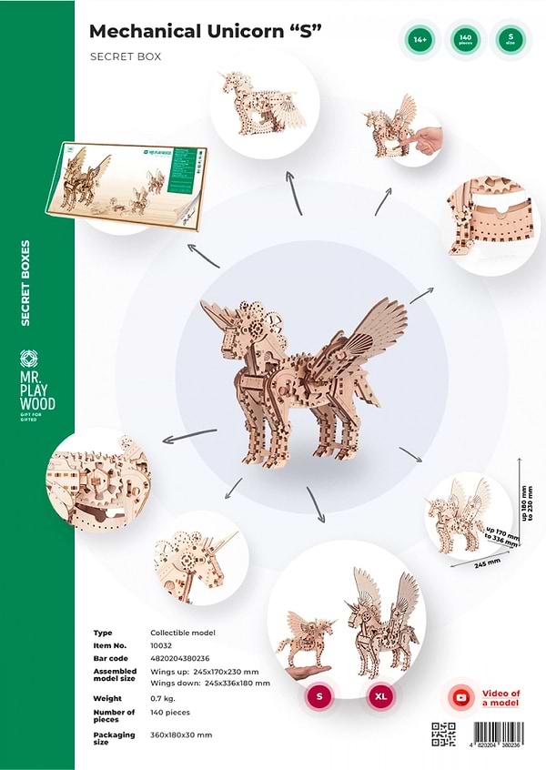 Фото - 3D пазли Mr.Playwood Єдиноріг S (10604)
