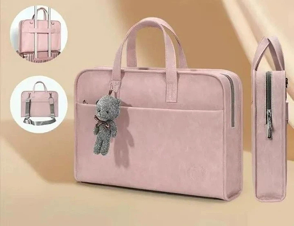 Фото - Сумка для ноутбука MAXPRO Брендовая с подвеской в ​​виде медведя розового 16"