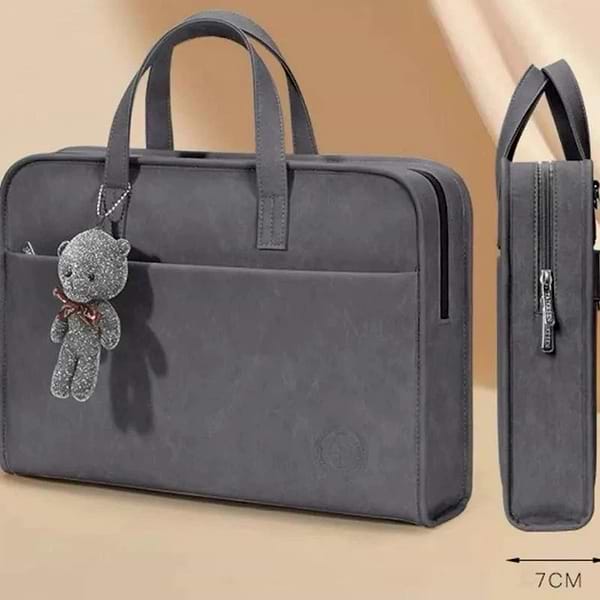 Фото - Сумка для ноутбука MAXPRO Брендовая с подвеской в ​​виде медведя серого 16"