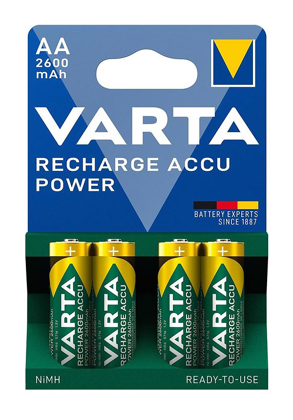 Фото - Аккумулятор тип AA Varta RECHARGEABLE ACCU AA 2600mAh BLI 4 NI-MH (READY 2 USE)