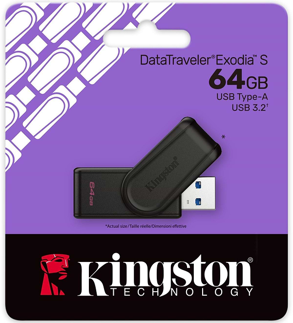 Фото - Флеш USB Kingston DataTraveler Exodia S 64 ГБ Black + Black (DTXS/64GB)